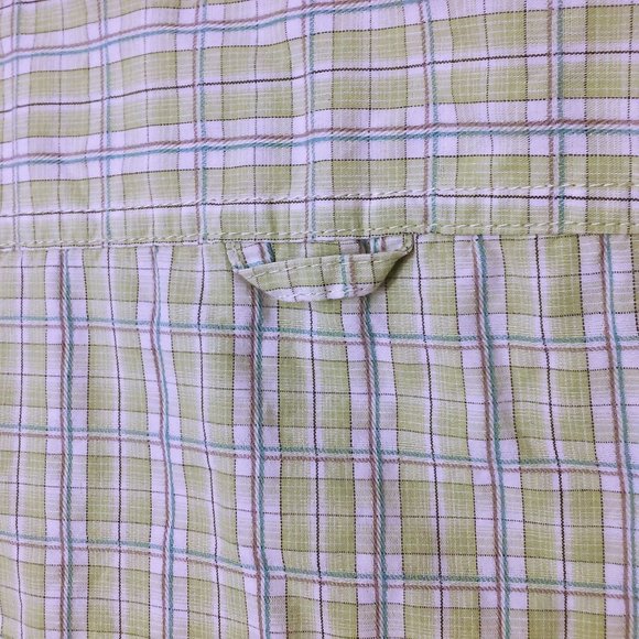 Vintage 90s Columbia Sport PFG Shirt OmniShade -XL Pockets Vented Plaid Green - Picture 10 of 10